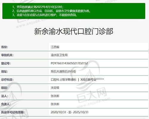 新余现代口腔 资质