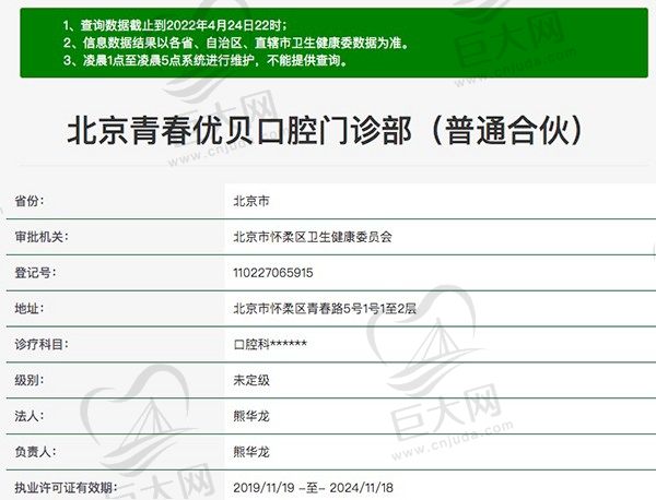 北京青春优贝口腔门诊部资质