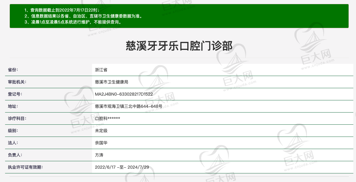 慈溪牙牙口腔医院资质
