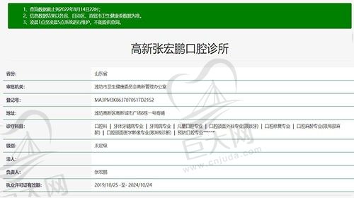 潍坊高新张宏鹏口腔诊所资质