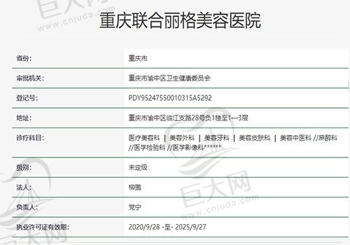 重庆联合丽格美容医院资质