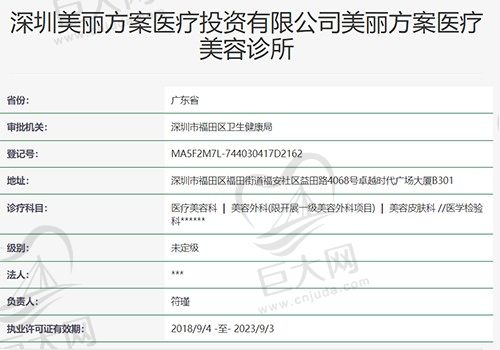 深圳美丽方案医疗美容诊所资质