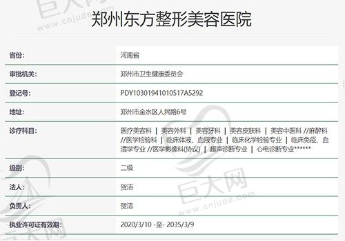 郑州东方整形美容医院资质