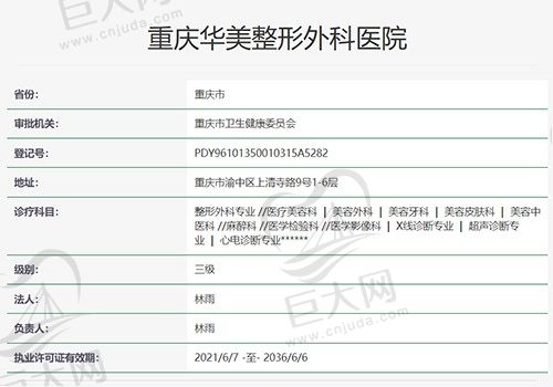 重庆华美整形外科医院资质