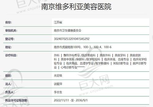 南京维多利亚美容医院资质