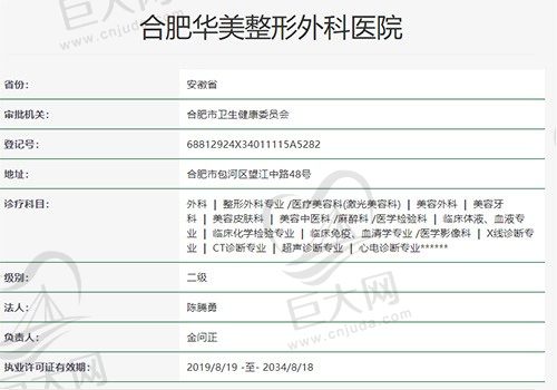 合肥华美整形外科医院资质