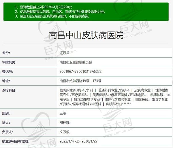 南昌中山皮肤病医院三甲正规