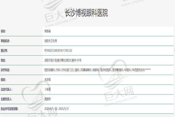 长沙博视眼科医院资质认证