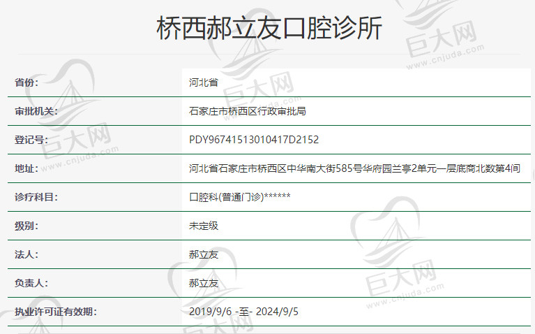 石家庄桥西郝立友口腔诊所资质怎么样