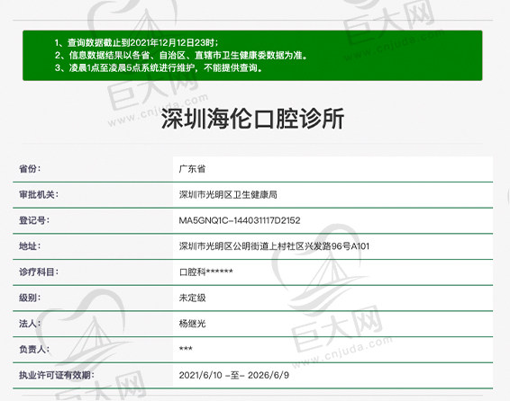 深圳海伦口腔诊所资质