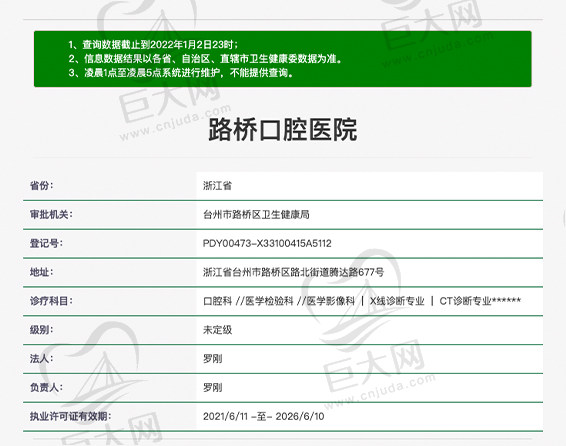台州路桥口腔医院资质