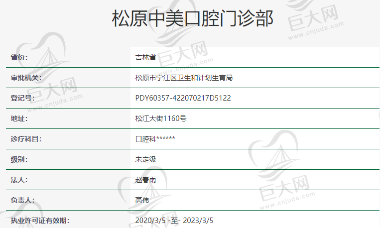 松原中美口腔门诊部资质怎么样