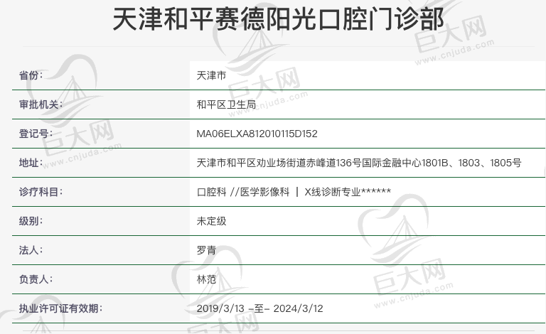 天津和平赛德阳光口腔资质怎么样
