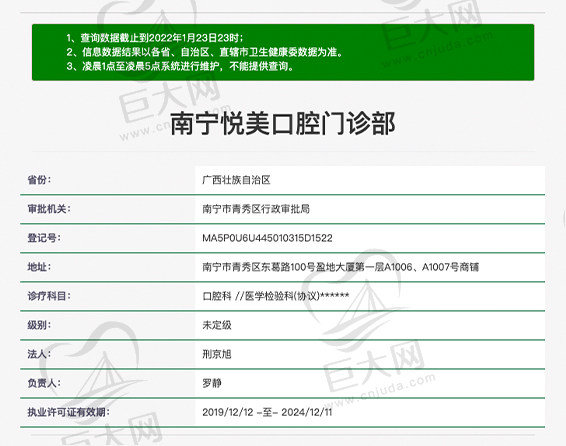南宁悦美口腔门诊资质