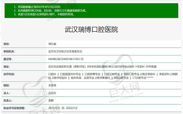 武汉瑞博口腔医院资质