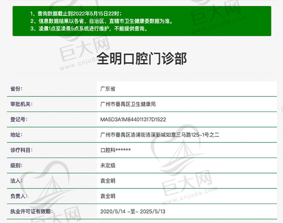 广州全明口腔门诊资质