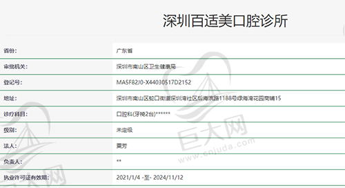 深圳百适美口腔诊所资质