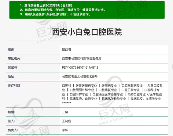 西安小白兔口腔医院资质