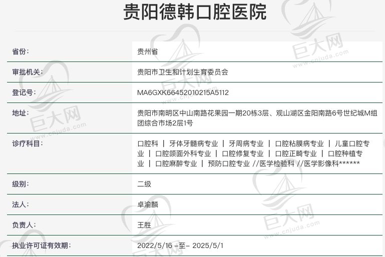 贵阳德韩口腔医院资质