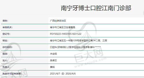 南宁牙博士口腔资质