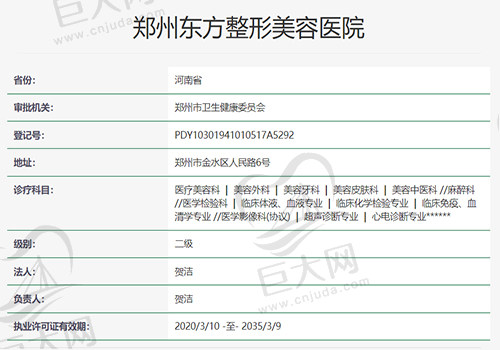 郑州东方整形美容医院资质