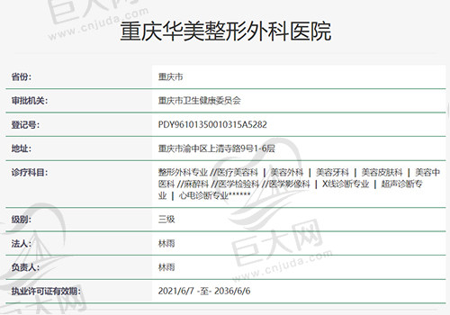 重庆华美整形外科医院资质