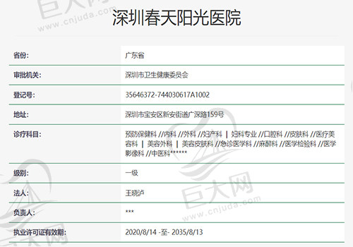 深圳春天阳光医院资质