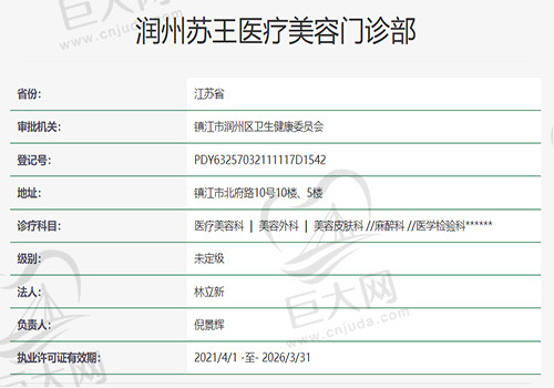 润州苏王医疗美容门诊部资质