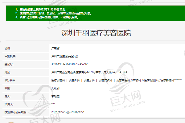 深圳千羽医疗美容医院正规资质