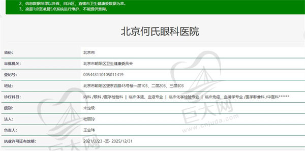 北京何氏眼科医院资质
