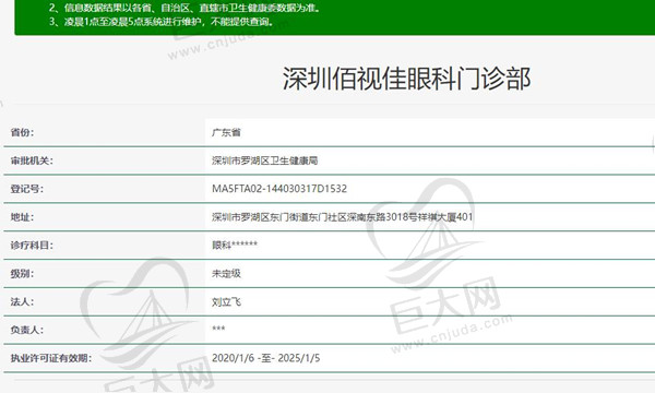 深圳佰视佳眼科资质