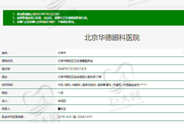 北京华德眼科医院正规资质