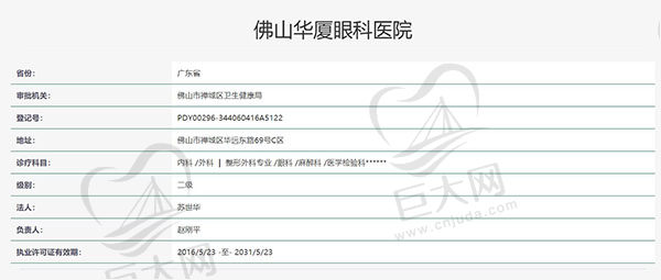 佛山华厦眼科医院认证