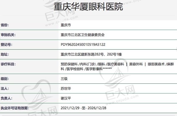 重庆华厦眼科医院正规资质