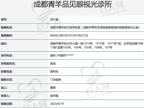 成都青羊品见眼视光诊所正规资质