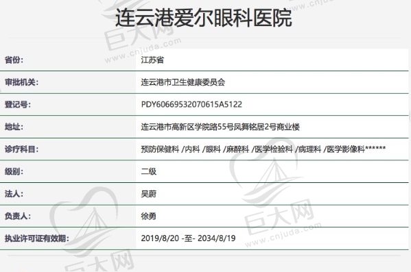 连云港爱尔眼科医院正规资质