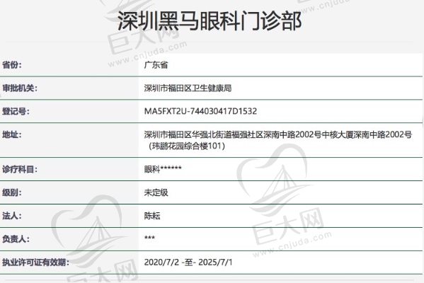 深圳黑马眼科门诊部正规资质