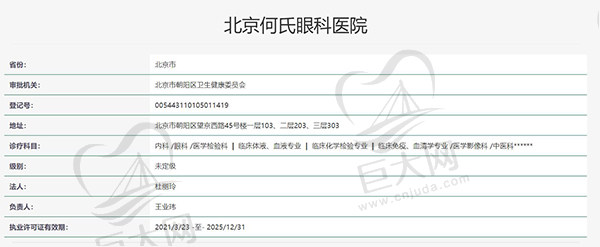 北京何氏眼科医院认证