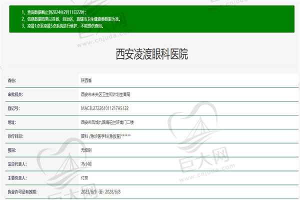 西安凌渡眼科医院许可证