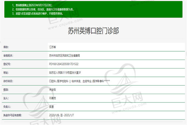 苏州英博口腔门诊部许可证