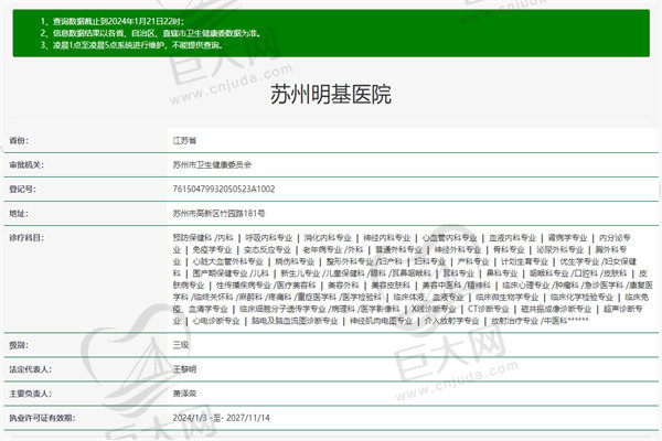 苏州明基医院眼科许可证