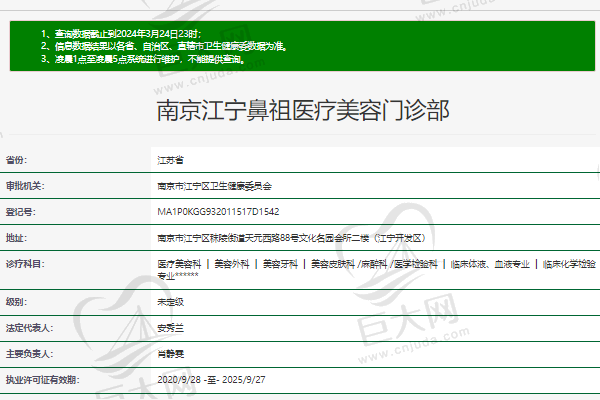 南京鼻 祖医疗美容门诊部正规资质