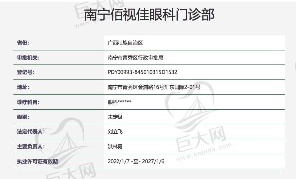 南宁佰视佳眼科门诊部正规资质