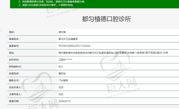 都匀植德口腔诊所卫健委资质