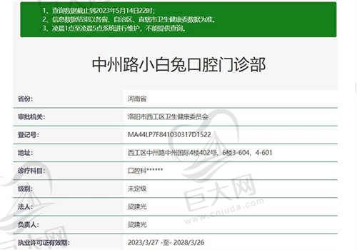 河南洛阳小白兔口腔正规吗