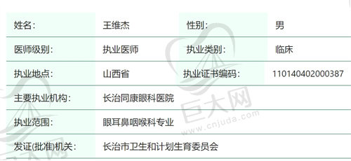 长治同康眼科医院王维杰医生怎么样？