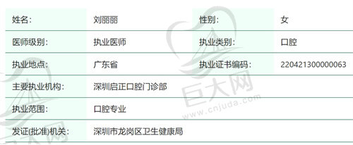 深圳启正口腔门诊部刘丽丽医生怎么样