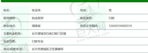 长沙牙白兔口腔医院张金伟医生简介