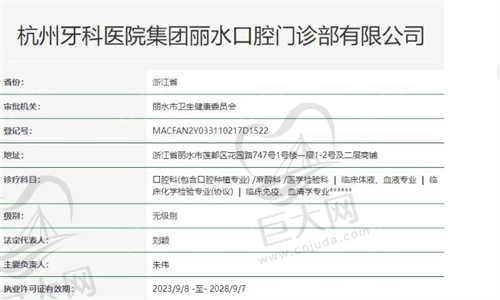 杭牙集团丽水口腔门诊部资质正规吗